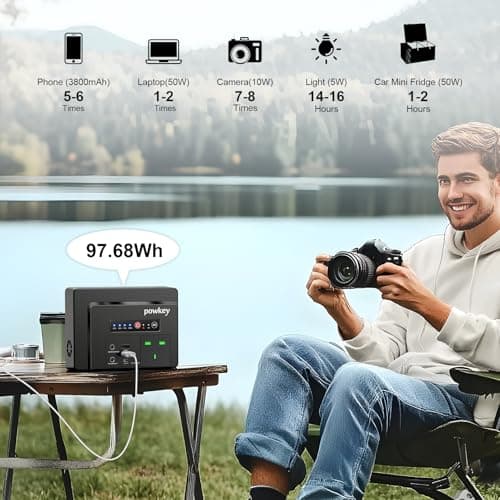 Powkey Power Bank 97.68Wh 100W/230V AC,PD 65W Solar Generator Camping — view 2