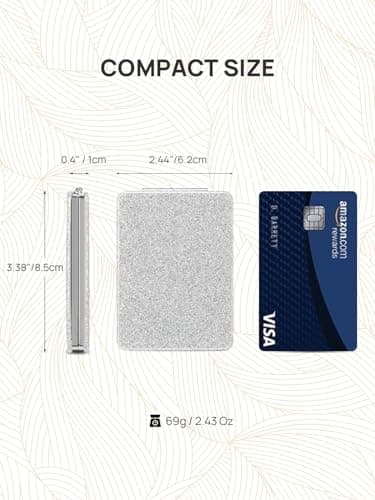OMIRO Compact Mirror with 1x/3x Magnification, 2-Sided with PU Leather, Pocket Mirror for Wallet, Travel, Gift (Glitter Silver) — view 4