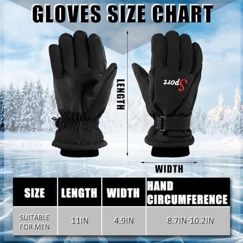 Jeere 2 Pairs Winter Ski Gloves Men Women Waterproof Snow Gloves Adjustable Snowboard Mittens for Cold Weather Men Women(Black,Military Green,M) — view 4