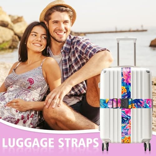 MOTONG 2 PCS Leaf Luggage Straps Adjustable Suitcase Straps Personalised Luggage Straps Suitcases Heavy Duty Suitcase Belts Thickened Luggage Belt with Quick Release Buckle — view 2