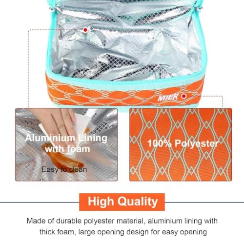 MIER Small Lunch Bag Insulated Compact Cooler for Backpack, Orange, 3L — view 5