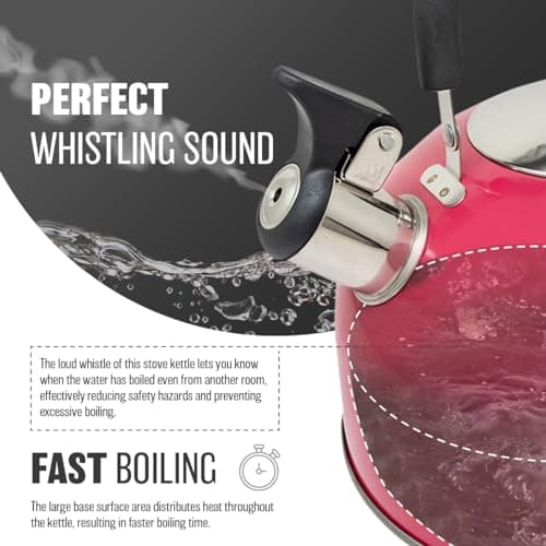 2.5L Stainless Steel Whistling Kettle - Suitable for Fishing, Camping, Hiking, Indoor & Outdoor | Camping Kettle for Gas Stove, Electric Stove, Camp Fire | Lightweight, Fast Boil, Phenolic Handle — view 6
