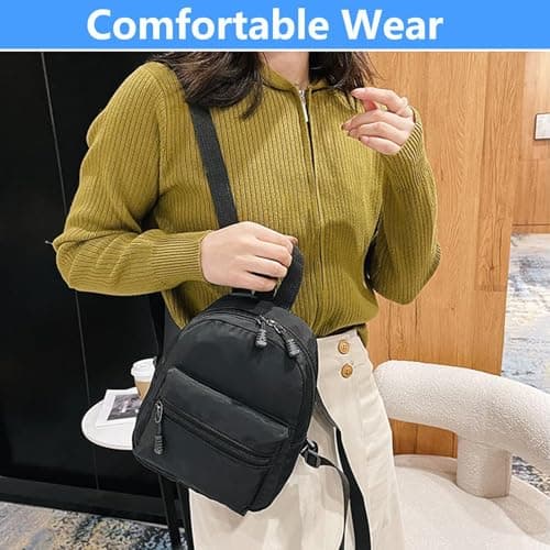GYTFOG Women Mini Backpack, Small Backpack with Multiple Pockets, Black Rucksack with Lightweight Design, Adjustable Shoulder Strap Fashion Rucksack for Daily Shopping Travel Dating Outdoor Use — view 4