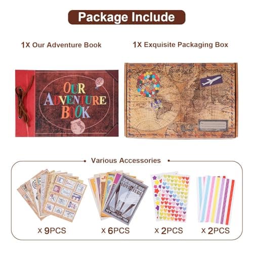 Our Adventure Book Scrapbook Photo Album with 80 Pages 11.6 x 7.5 inch Inch Embossed Words Hard Cover Travel Scrapbook, Memory Book For Anniversary Wedding, Valentines' gifts, Easter Bonus — view 6