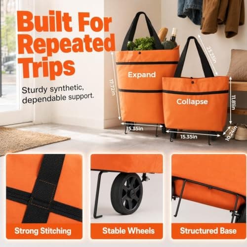 Foldable Shopping Bag with Wheels – Large Capacity Shopping Cart — view 2