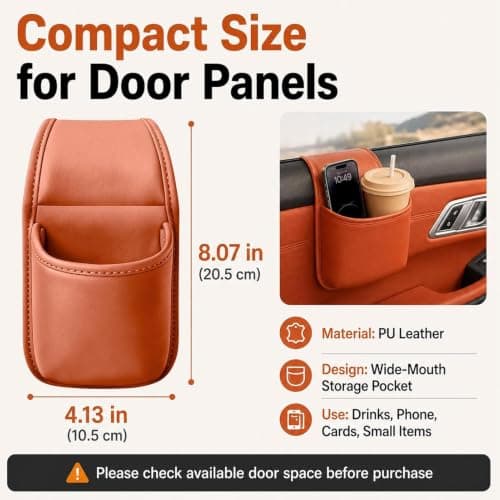 Car Door Cup Holder - 4.13 Inch Faux Leather Drink — view 6