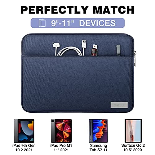 MoKo 9-11 Inch Tablet Sleeve Bag Carrying Case Fits New 11 inch iPad Air M3, iPad A16 2025, iPad Pro 11 M4/Air M2, iPad Air 5/4/3th, iPad 10/9/8/7th, Indigo — view 2