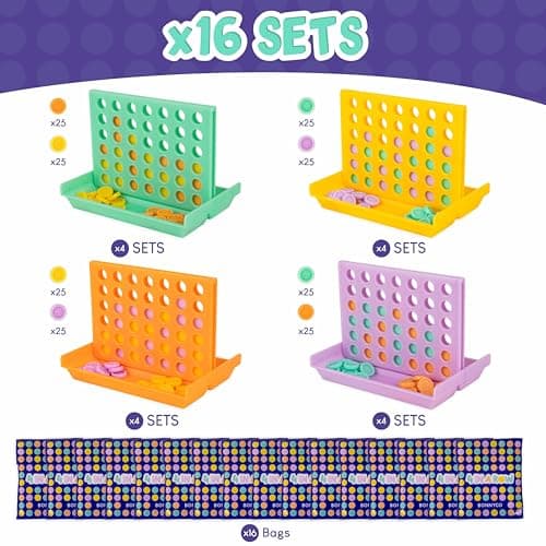 BONNYCO 4 in a Row Pack of 16 Party Bag Fillers for Kids Age 3-12. Mini Travel Toys, Birthday Party Favours, Classroom Rewards for Primary Pupils, Stocking Fillers — view 3