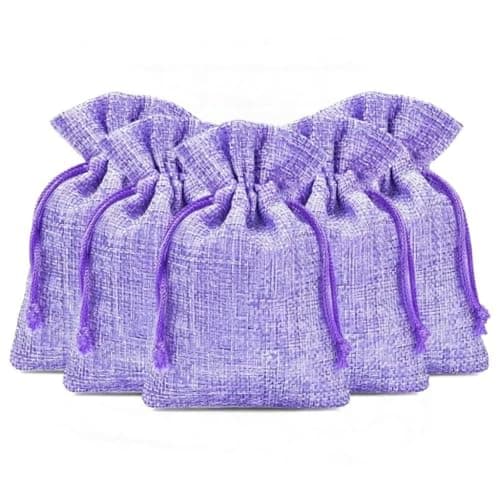 3drom 5 Lilac Hessian Bags filled with Natural Organic French Provence Lavender 7x9 Sized Sachets