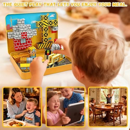 CREAFOMIFE 54 Pcs Mini Magnetic Blocks Travel Toys with Iron (Yellow) — view 4