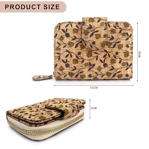 Boshiho Vegan Cork Wallet: Women's Purse Zipper Pocket Wallet with Card Holder Coin Purse Vegan Gift for Vegetarians Women Ladies Girls — view 6