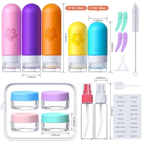 20 Pack Travel Bottles for Toiletries, TSA Approved Silicone Travel Size Toiletries, Travel Essentials Leak Proof Refillable Travel Containers — view 2