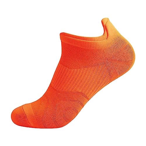 Unisex Sports Socks Running Sock Breathable Trainer Sock Footwear Quick-Dry Low Cut Anklesocks Lightweight Summer Athletic Socks for Gym Fitness Walking Cycling Outdoor Activities (Orange, One Size)