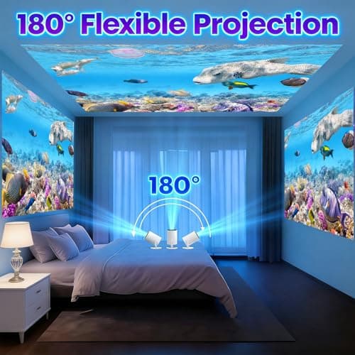 Mini Projector with WiFi 6 and Bluetooth 5.2,Portable Projector 4K for Bedroom Support Auto Keystone, 180° Rotatable Outdoor Compatible with TV Stick/Windows/iOS/Android/HDMI/USB — view 6
