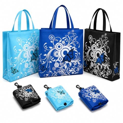3 Pcs Foldable Shopping Bag Set with Large Capacity, Reusable Shopping Bags