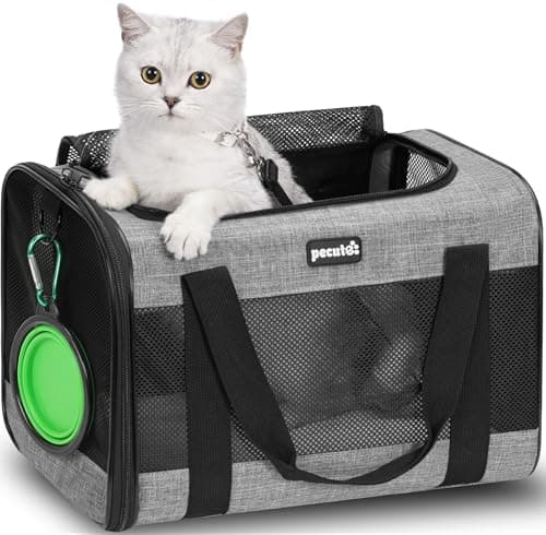 pecute® Cat Carrier Large, Breathable Pet Carrier Bag, Dog Carrier M, Grey