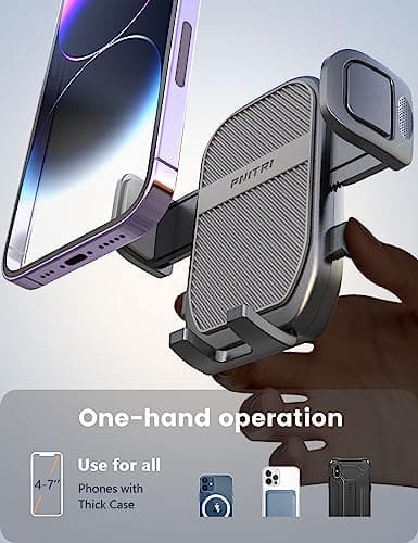 Pnitri Car Phone Holder, Air Vent Protective Car Phone Mount - Hook Clip & Legs Double Support Stable Universal Mobile Phone Mount Cradle Compatible with iPhone 17 16/Galaxy S25/Huawei (4.0-7.0 Inch) — view 5