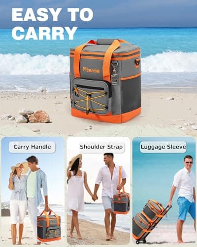 Fitense Insulated Cooler Box for Women Men - 33L Collapsible Cool Bag Lunch Box, 4-Layer Leakproof Cooler Bag, Portable Ice Chests Lunch Bag for Beach, Travel, Picnic, Grocery, Kayaking — view 6
