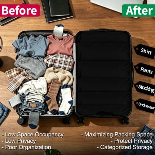 2Pcs Vacuum Storage Bags Travel, Travel Vacuum Compression Bags for Luggage Clothing, Space Saver Bags No Pumping Required, Tear-Resistant Waterproof (Black, 40X30cm) — view 3