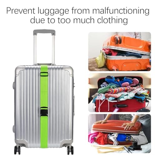 Luggage Straps for Suitcase Heavy Adjustable Suitcase Straps with Quick Release Buckle Suitcase Identifier Bands for Travel Case Non-Slip Travel Belt Travel Accessories (Green, 2pcs) — view 5