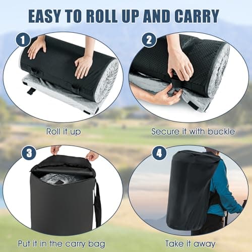 TANGZON 6.5cm Camping Mattress, Memory Foam Roll Up Sleeping Mat — view 5