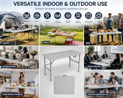 ACCURATE Heavy Duty Folding Camping Table (GREY, 4FT) — view 6