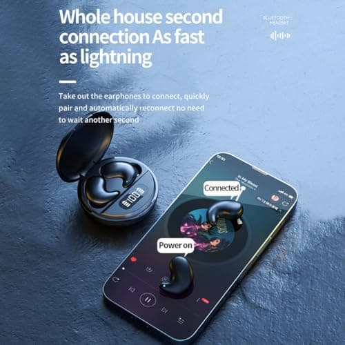 Wireless for mini Sleep Headphones, Invisible Side Sleeping Waterproof Wireless Earphones With A Portable Charger For Home(Khaki) — view 6