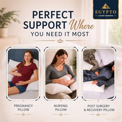 EGYPTO Orthopaedic V Pillow with Pillowcase | Anti-Allergy V Shaped Pillows for Neck & Back | Ideal for Pregnancy, Nursing & Recovery Triangle Pillow (Teal) — view 3