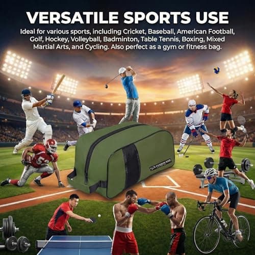 Waterproof Sports Boot/Shoe/Travel Bag for Football Cricket Rugby Golf Toiletry Gym for Men/Women (Olive Green) — view 4
