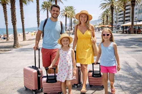 Unibos | Rose Gold 45cm Cabin Suitcase – Lightweight Hard Shell ABS Travel Luggage with 4 Spinner Wheels & Telescopic Handle (45x35x20cm, 34L) – Compact Carry-On Style Travel Case (Rose Gold) — view 6