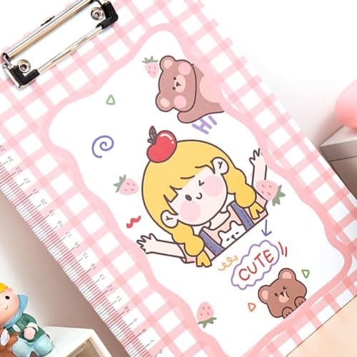 Qcwwy Clipboard Folder A4 Clipboards Cartoon Clipboard Folder for Office School Classroom School Supplies (Cute Girl) — view 4