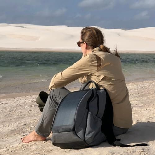 Sunslice | Backpack with Solar Panel for Laptop, Travel Bag with Flexible and Powerful Solar Cells, Shatterproof and Scratch-Resistant, Ideal for Hiking or Camping, Grey — view 3
