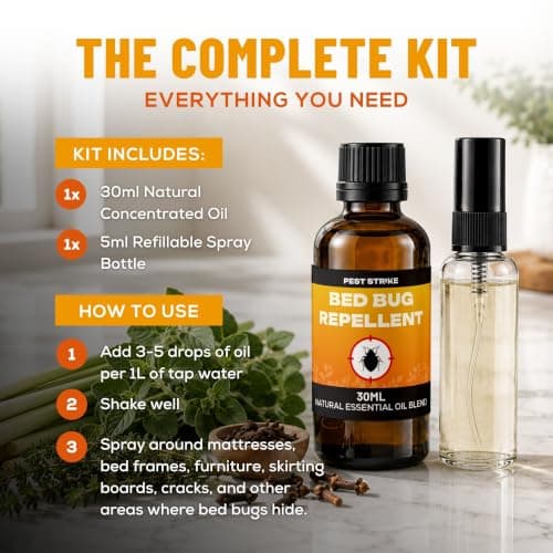 Essential Oil Bed Bug & Dust Mite Repellent - Makes 10L Mouse and Rat Deterrent Spray - Pet & Child Safe, for Beds, Sofas, Carpets, Floors & Fabrics - Spray Included — view 4