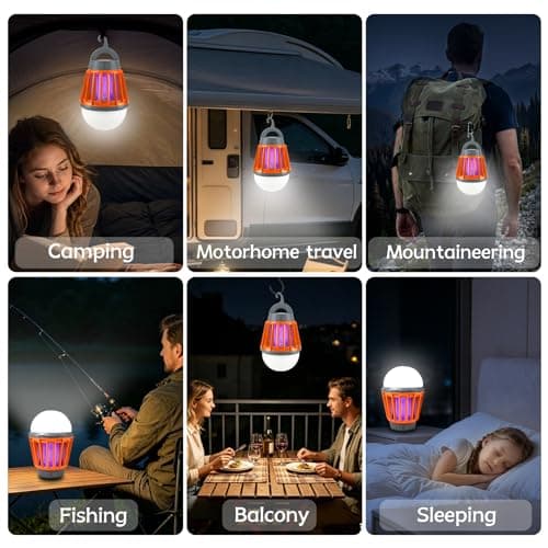 Mosquito Repellent Lamp Camping Lantern, USB Rechargeable LED Camping Light Mosquito Killer Lamp, IPX6 Waterproof Bug Zapper, Retractable Hook, Portable Insect Killer for Outdoor Tent Emergency — view 6