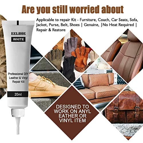 Vinyl Repair Kit,Black/White Leather and Vinyl Repair Kit, Leather Repair Kit, Furniture Repair Kit, Leather Scratch Repair for Refurbishing for Upholstery, Jacket,Couch, Boat, Car Seats (White) — view 3