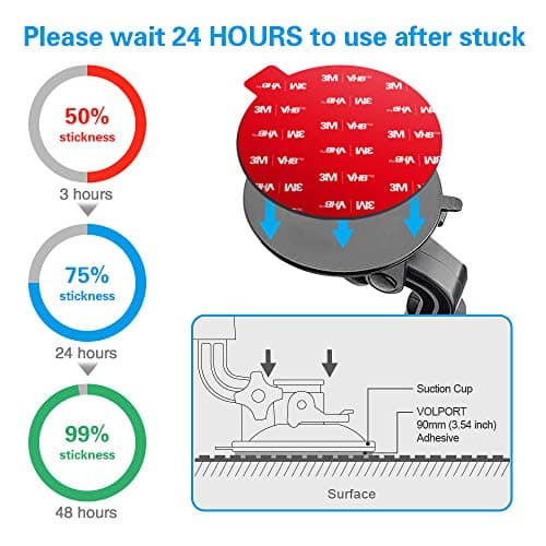 volport Sticky Adhesive for Dash Cam Suction Cup Mount, 90mm Circle Heat Resistant Double Sided Extra Strong Mounting Tape Pad Replacement for Car Boat Dashboard Windshield Camera GPS Sucker Holder — view 4