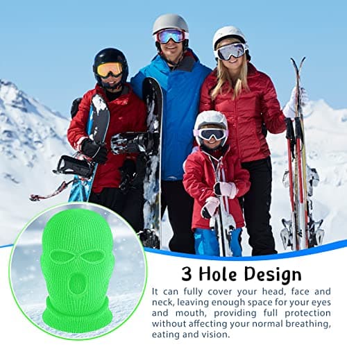 BBTO 1 Pcs 3 Hole Knitted Balaclava, Thermal Winter, Fluorescent Green — view 4