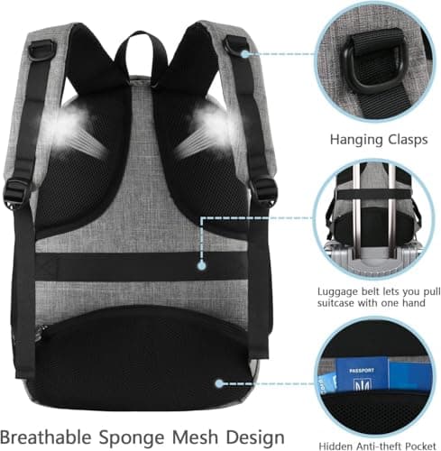 MATEIN Travel Laptop Backpack, Work Bag Lightweight Laptop Bag, Grey — view 6