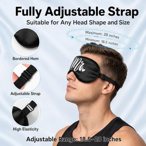 Mr and Mrs Sleep Mask,Blindfold Wedding Games for Reception,Couple Sleep Eye Mask,Wedding Night Bride to Be Sleep Mask,Honeymoon Just Married Black and White Gift Set — view 3