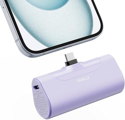 iWALK Mini Portable Charger 4500mAh,USB-C 20W Power Bank with Fast Charging,Compatible with iPhone 17 Pro Max/16 Pro/16/15,Samsung Galaxy S24 S23 Series,LG,HONOR,Xiaomi,iPad,AirPods and More,Purple