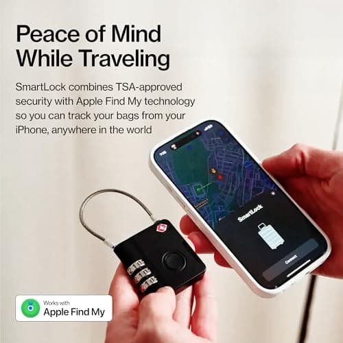 KeySmart SmartLock Tracking Luggage Locks TSA Approved-Compatible with Apple Find My App, Bluetooth GPS Tracker, Replaceable Non-Rechargeable Battery, Lock Your Suitcases and Keep Track of It (1 Pack) — view 4