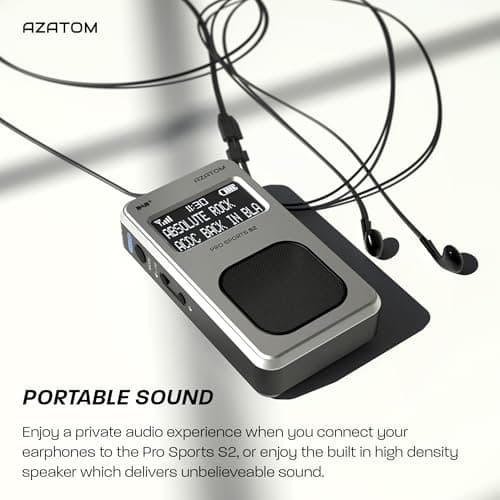 Portable DAB/DAB+ & FM Digital Radio | Sports Earphones Included | Built in Speaker | Rechargeable Battery (10-12 Hours) | Perfect for Sports, Hiking or Working | AZATOM Pro Sports S2 (Silver) — view 4