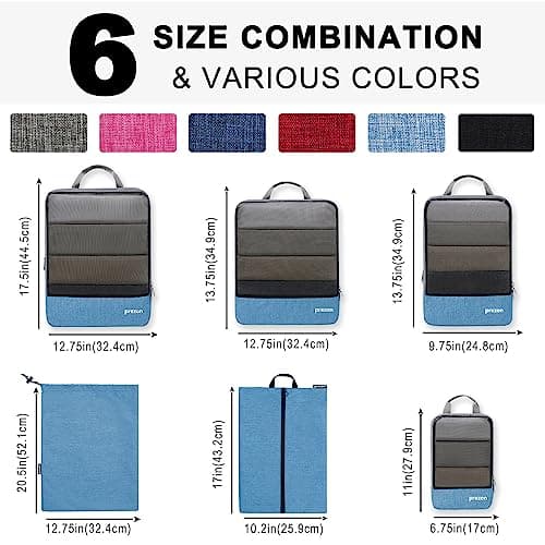 Prezon Compression Packing Cubes with Travel Shoes Bag and Laundry Bag, Luggage Organiser Set, Extensible Suitcase Organiser, Packing Organisers for Suitcases, Packing Cubes for Travel or Storage — view 4