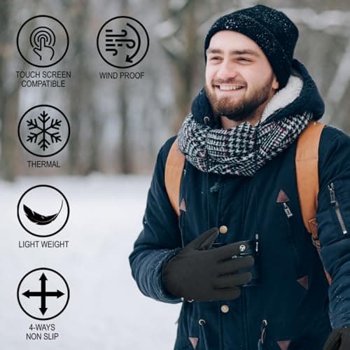 WESTWOOD FOX Waterproof Winter Gloves for Men - Windproof, Warm Ski Gloves with Touchscreen, Anti-Slip Grip for Cycling, Snowboarding, Hiking, Running, Driving & Outdoor Sports (Black, L) — view 5