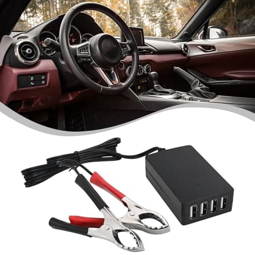 EaseSunny DC to USB for CHARGER with for battery Clip, 12V 24V to 5V 4-Port Multiport Adapter, Fast Charge 18W & 3x 2A Outputs, Overheat Protection for Car Outdoor Travel