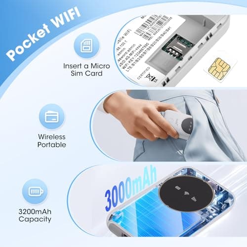 Portable Wifi Router,4G Portable WiFi Hotspot & Travel Router - Mobile MiFi Device with SIM Card Slot, Long Battery for Wireless Internet up to 10 Users,for Mobile Broadband Devices — view 2