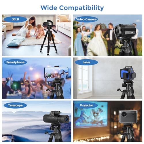 LINKCOOL 74-Inch Tall Camera Tripod Stand for Canon Nikon Sony - Lightweight Aluminum With Detachable Head, Phone Mount (Orange) — view 6