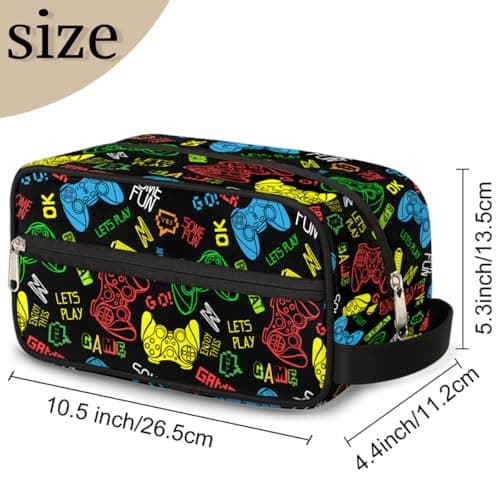Travel Toiletry Bag for Boys Kids, Video Game Waterproof Hanging Cosmetic Hygiene Bags for Men, Shaving Kit with Large Capacity for Bathroom, Sports, Shower — view 2