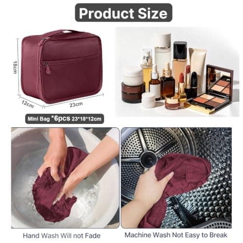 Mini Packing Cubes 6 PCS, 23x18x12CM Same Size Suitcase Organiser Bags, Packing Cubes for Suitcases Mini Set Only (Weinrot, 6 x Mini) — view 2