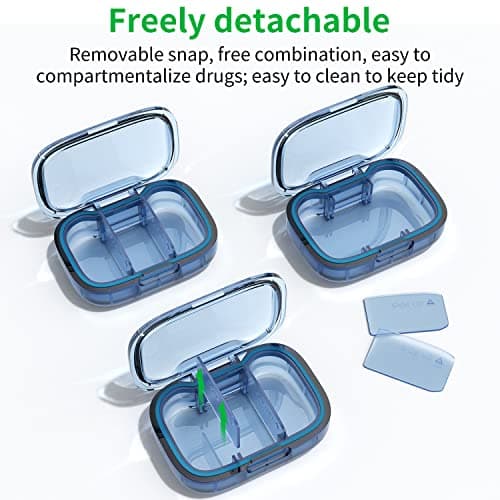 3 Compartment Small Pill Box, Moisture Proof Pill Case, Travel Pill Organizer for Pocket Purse, Daily Portable Medicine Vitamin Box, Fish Oil Box, Supplement Box(Green) — view 3